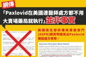 CDC澄清:網傳美國輝瑞新冠口服抗病毒藥物Paxlovid，不需醫師處方箋可於大賣場購買並非事實