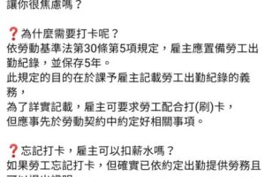 遇雨天上班遲到沒打卡 勞動部規範解套