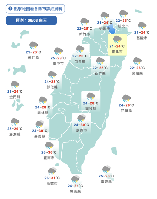 鋒面報到雨炸全台！北部低溫探21度　晚間雨勢趨緩