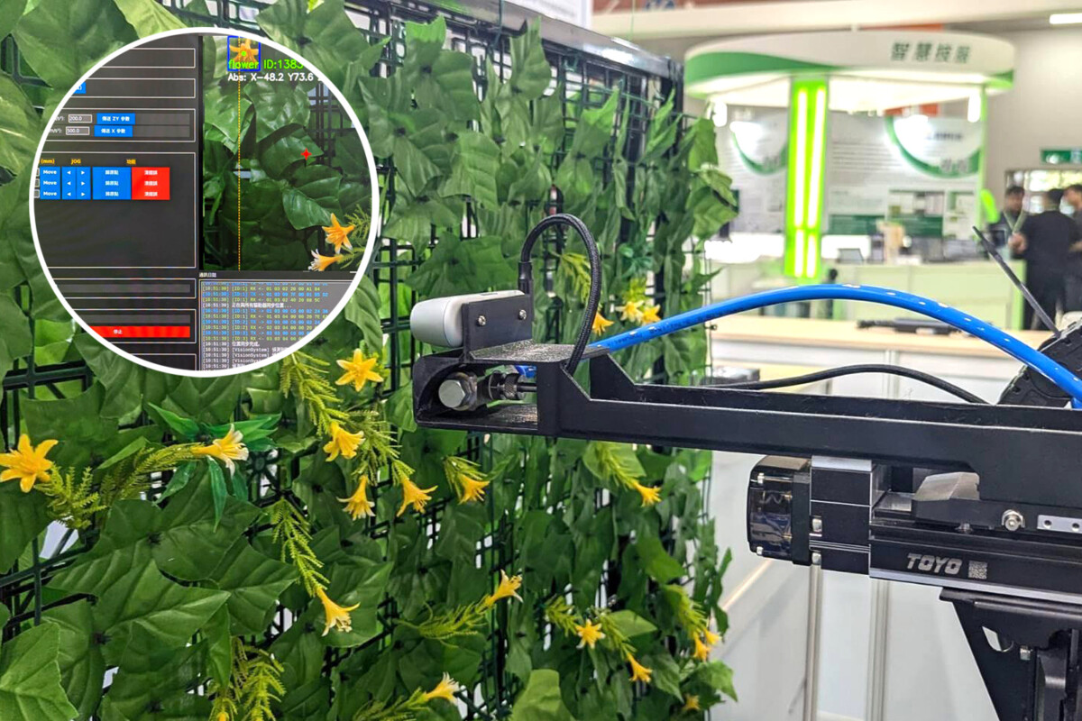 在溫室栽種的農產品,需耗許多人力與時間進行照顧,工研院空氣擾動授粉機器人結合影像辨識、導航與滑軌控制,可精準即時讓農作物授粉,已於農業部高雄區農改場進行合作驗證。