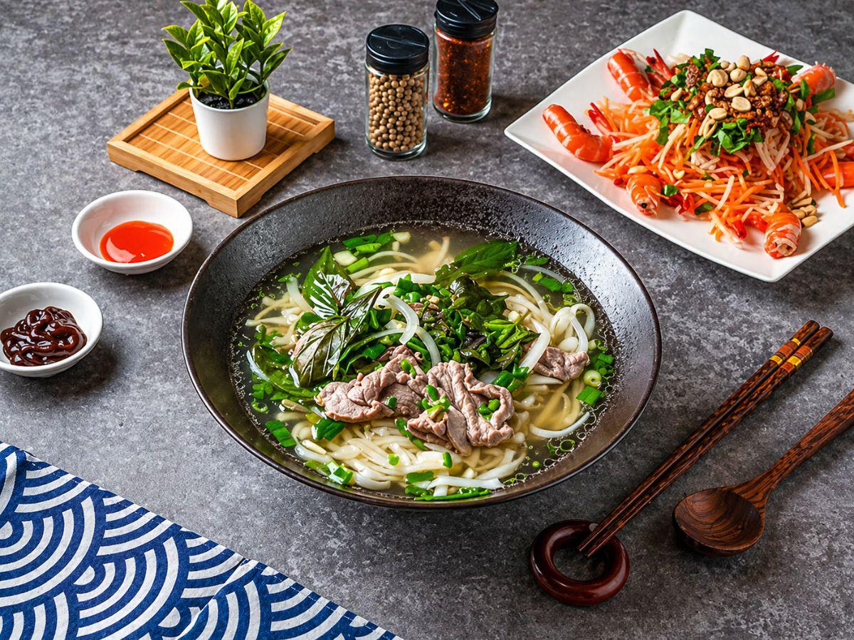 從大骨河粉、酥香炸春捲到酸甜涼拌料理,呈現台東人氣越南料理的家常風味特色(圖/Medick Marketing Ltd.提供)