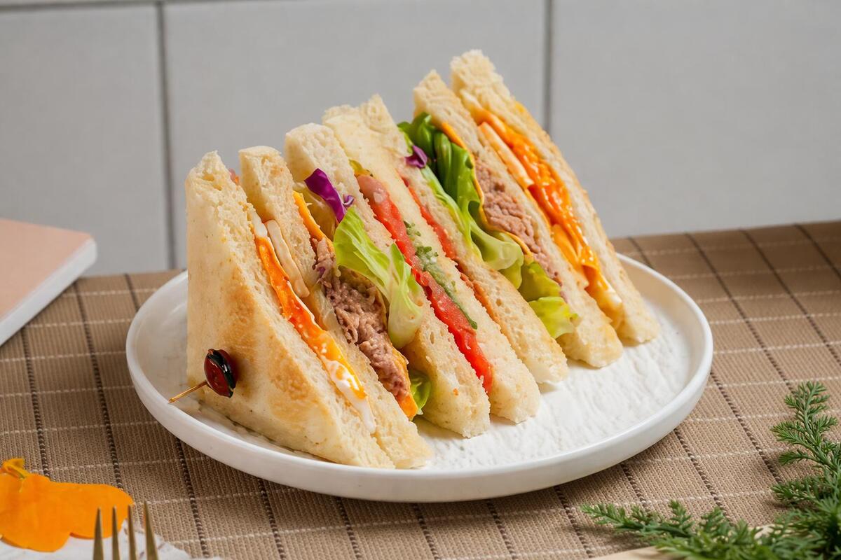 手作三明治使用鮮奶吐司,搭配自家醃製的厚切里肌,是充滿紮實肉感與營養均衡的板橋上班族美食(圖/Medick Marketing Ltd.提供)